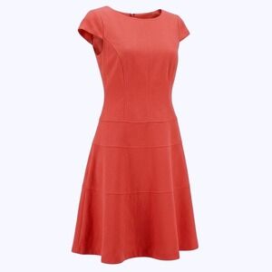 JONES NEW YORK Orange Cap Sleeve Fit Flare Dress Women Size 10